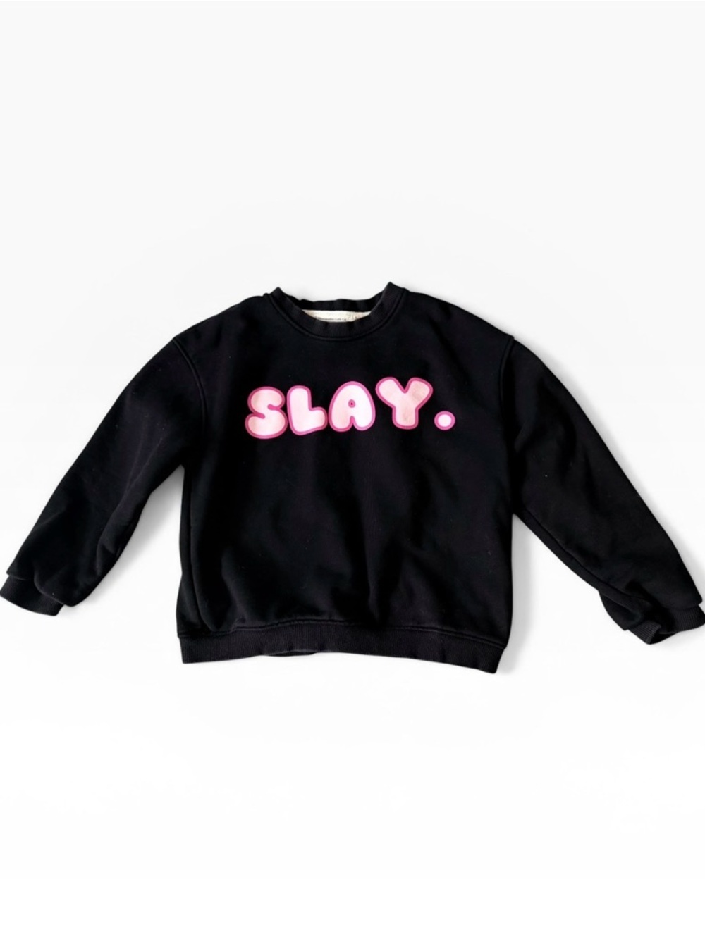 Kids Black Sweatshirt with Pink 'SLAY.' Graphic by
